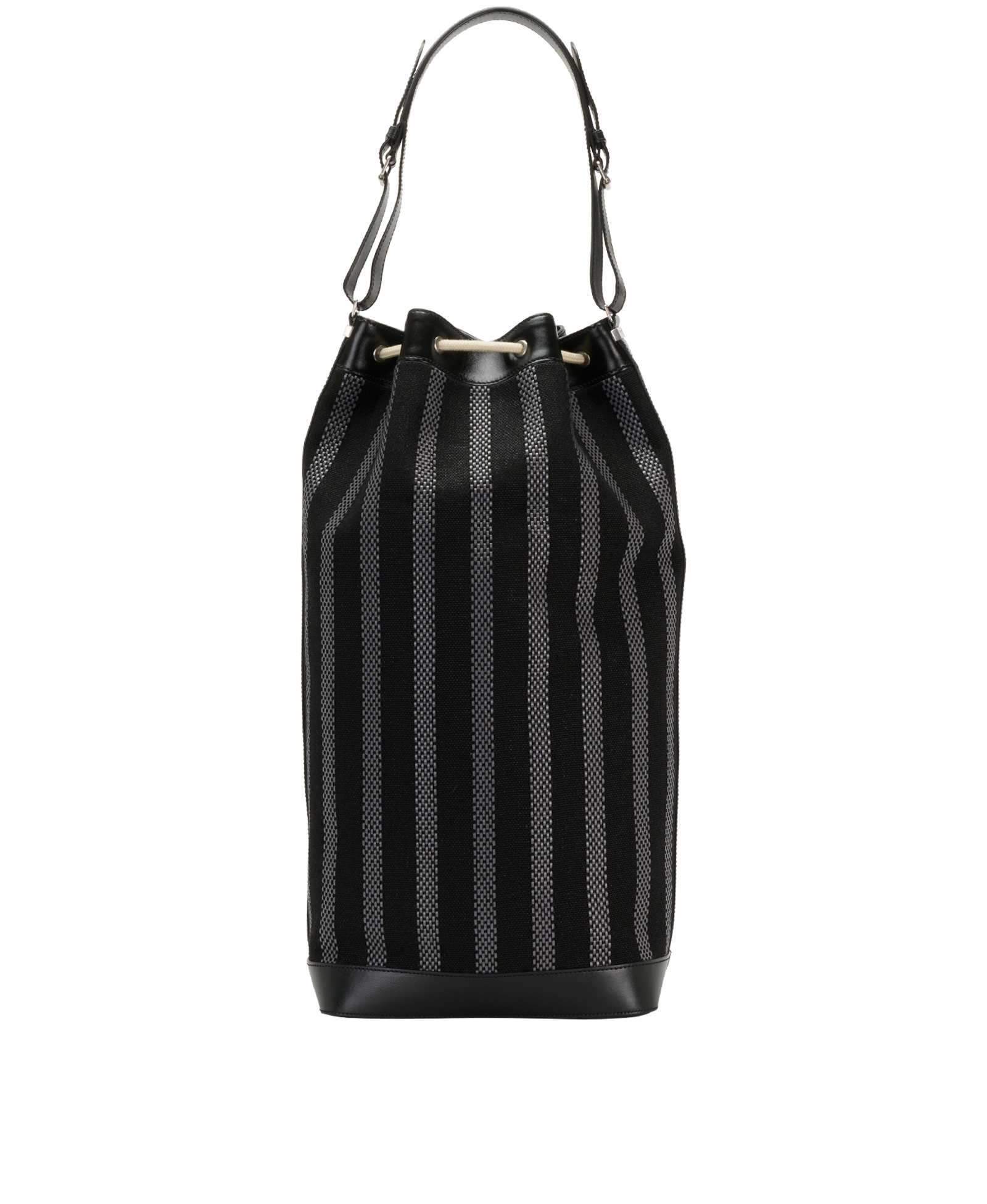 Oversized Bucket Bag, &pound;595, Handbags, Black, Canvas/Leather, Back view